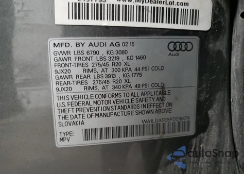2015 Audi Q7 Premium Plus z USA, uszkodzony, nr VIN WA1LGAFE5FD018474